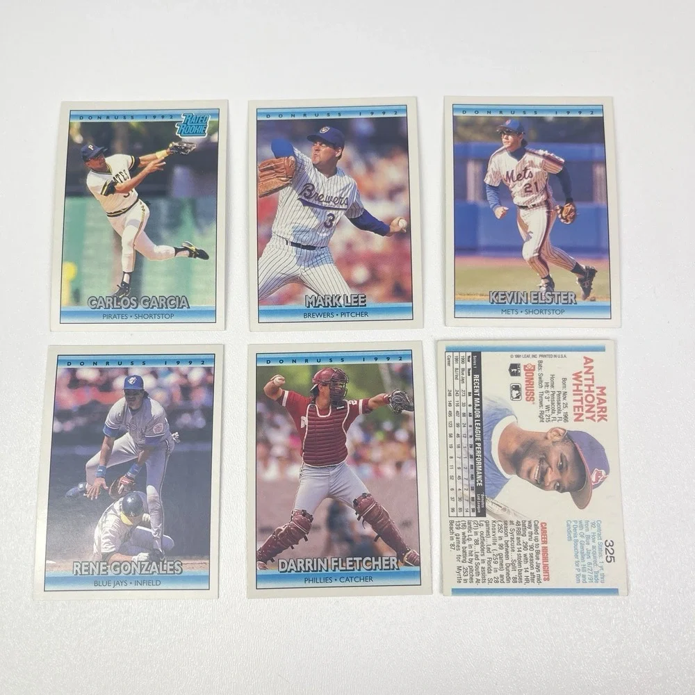 1992 Donruss Baseball Cards Set Of 6 Garcia Lee Elster Gonzalez Fletcher Whiten